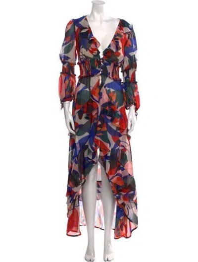 Pre-owned Patbo Floral Print Long Dress In Multi