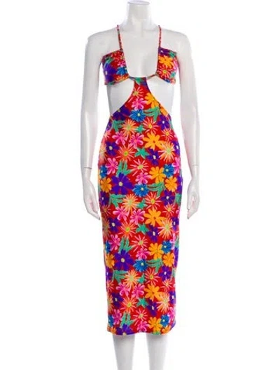 Pre-owned Patbo Floral Print Long Dress In Multi