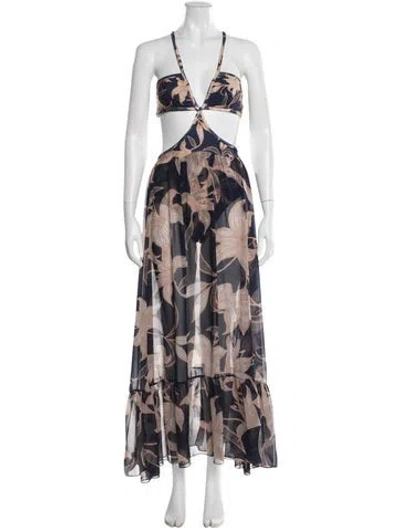 Pre-owned Patbo Floral Print Long Dress In Multi