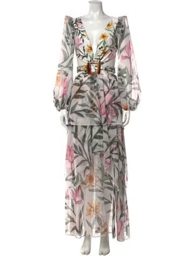 Pre-owned Patbo Floral Print Long Dress In Multicolor