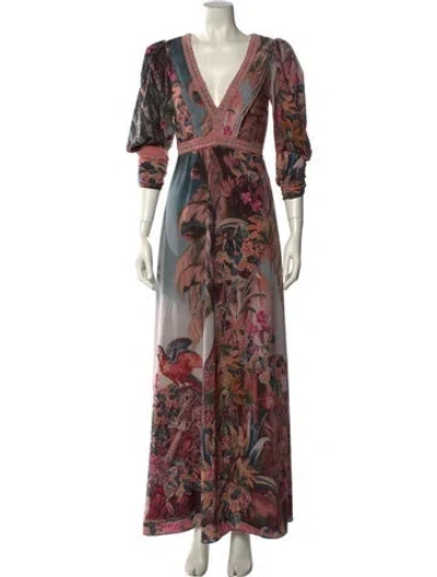 Pre-owned Patbo Floral Print Long Dress In Neutral