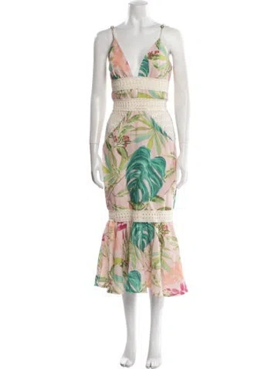 Pre-owned Patbo Floral Print Long Dress In Neutral