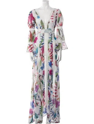 Pre-owned Patbo Floral Print Long Dress In Neutral