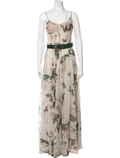 Pre-owned Patbo Floral Print Long Dress In Neutral