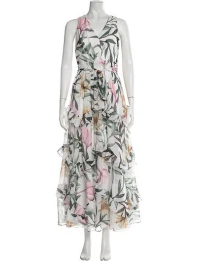 Pre-owned Patbo Floral Print Long Dress In Neutrals
