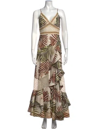Pre-owned Patbo Floral Print Long Dress In Neutrals