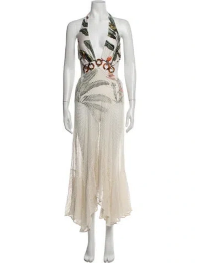 Pre-owned Patbo Floral Print Long Dress In Neutrals