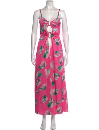 Pre-owned Patbo Floral Print Long Dress In Pink