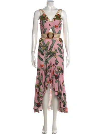 Pre-owned Patbo Floral Print Long Dress In Pink