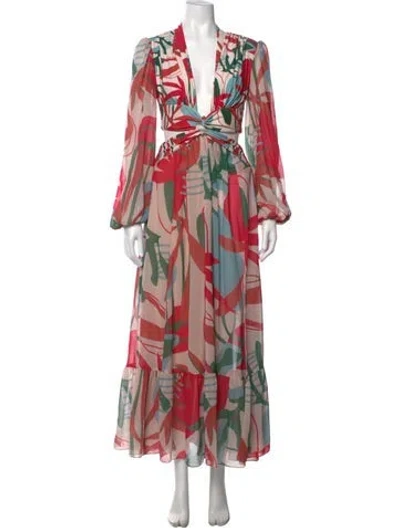 Pre-owned Patbo Floral Print Long Dress In Pink