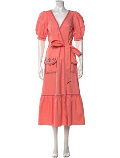 Pre-owned Patbo Floral Print Long Dress In Pink
