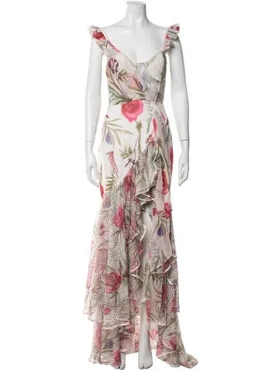 Pre-owned Patbo Floral Print Long Dress In Pink