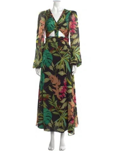 Pre-owned Patbo Floral Print Long Dress W/ Tags In Green
