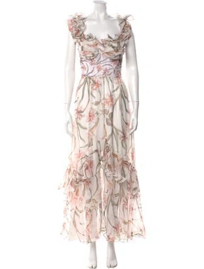 Pre-owned Patbo Floral Print Long Dress W/ Tags In Multi