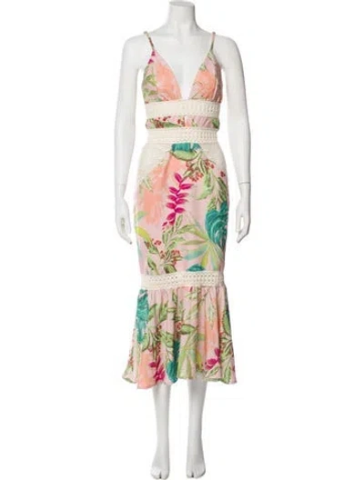 Pre-owned Patbo Floral Print Long Dress W/ Tags In Neutral