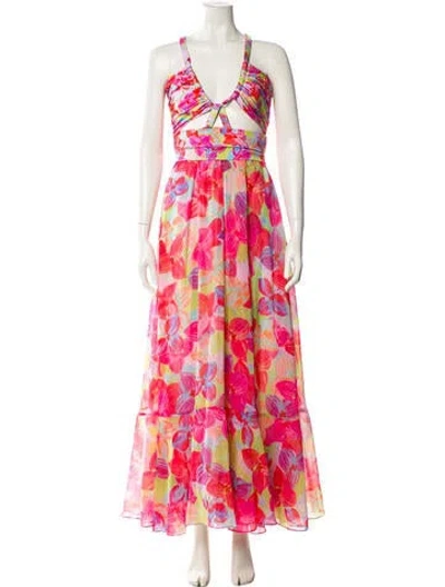 Pre-owned Patbo Floral Print Long Dress W/ Tags In Pink
