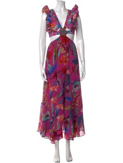 Pre-owned Patbo Floral Print Long Dress W/ Tags In Pink