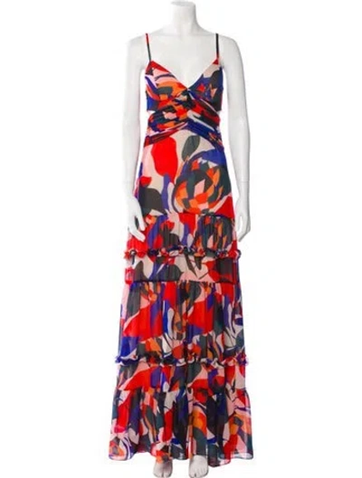 Pre-owned Patbo Floral Print Long Dress W/ Tags In Red