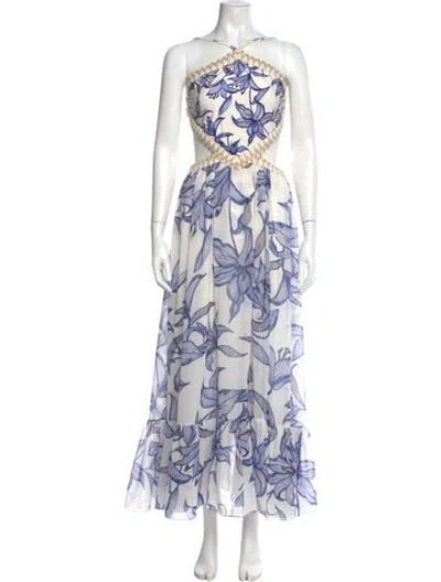 Pre-owned Patbo Floral Print Long Dress W/ Tags In White