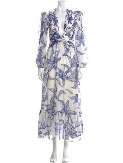 Pre-owned Patbo Floral Print Long Dress In White