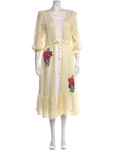 Pre-owned Patbo Floral Print Long Dress In Yellow