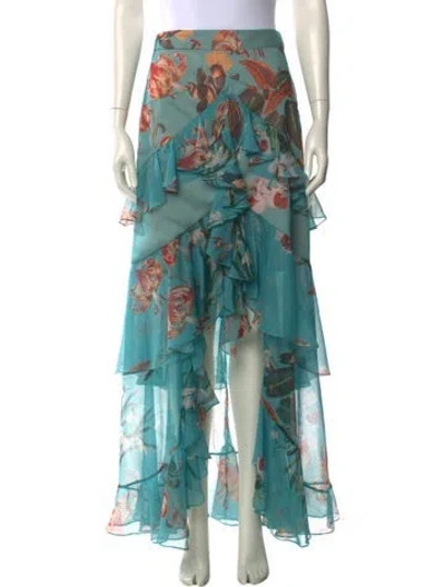 Pre-owned Patbo Floral Print Long Skirt In Green