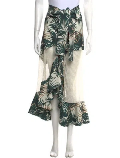 Pre-owned Patbo Floral Print Long Skirt In Green