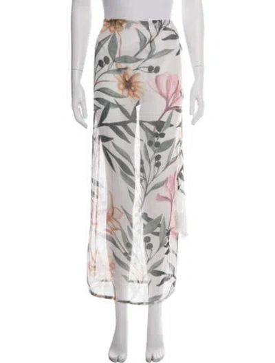 Pre-owned Patbo Floral Print Long Skirt In Green