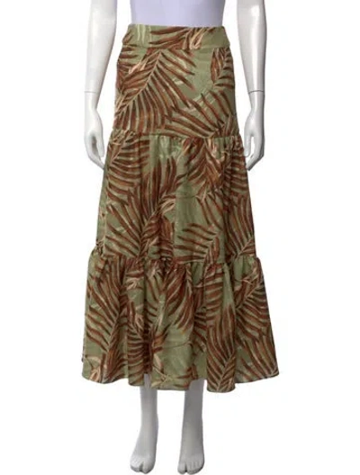 Pre-owned Patbo Floral Print Long Skirt In Green