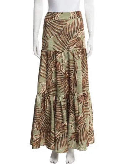 Pre-owned Patbo Floral Print Long Skirt In Green