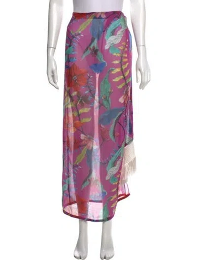 Pre-owned Patbo Floral Print Long Skirt In Pink