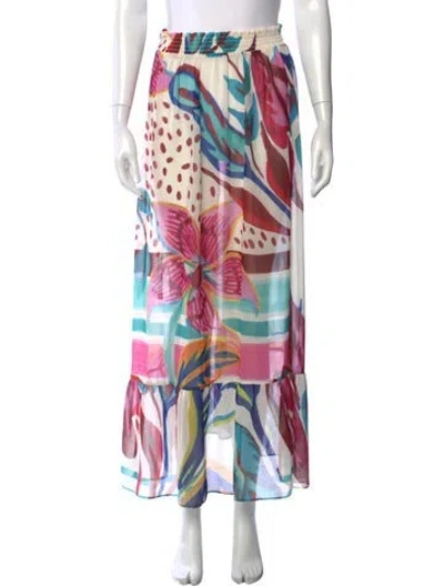 Pre-owned Patbo Floral Print Long Skirt In Pink