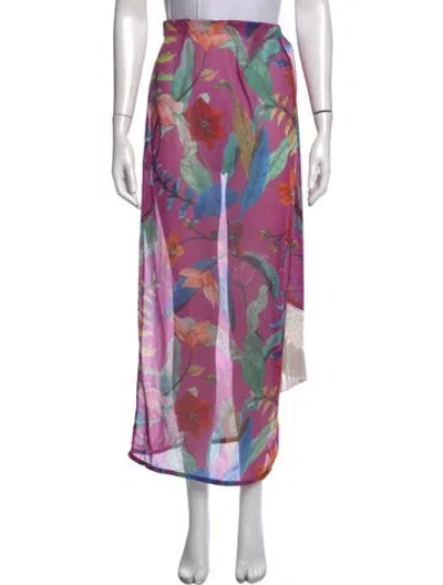 Pre-owned Patbo Floral Print Long Skirt In Pink