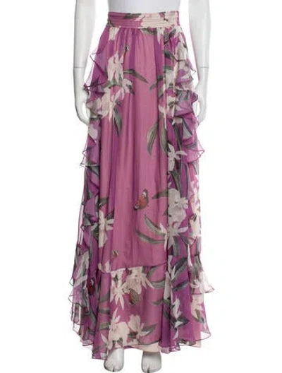 Pre-owned Patbo Floral Print Long Skirt In Purple