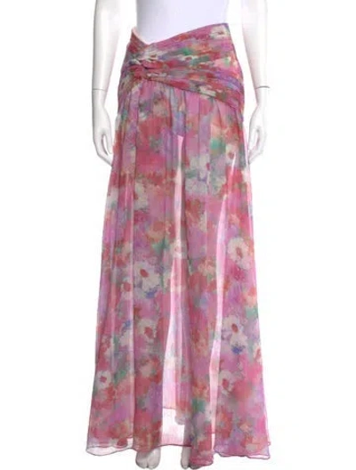 Pre-owned Patbo Floral Print Long Skirt In Purple