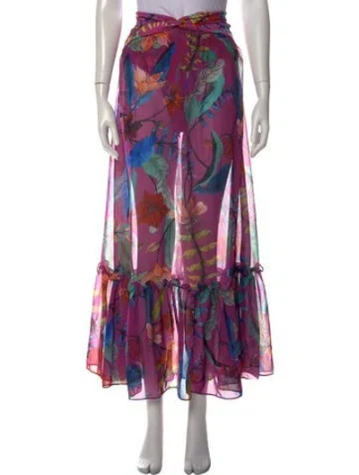 Pre-owned Patbo Floral Print Long Skirt W/ Tags In Purple