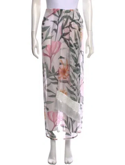 Pre-owned Patbo Floral Print Long Skirt W/ Tags In White