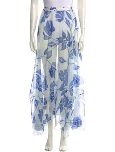 Pre-owned Patbo Floral Print Long Skirt In White