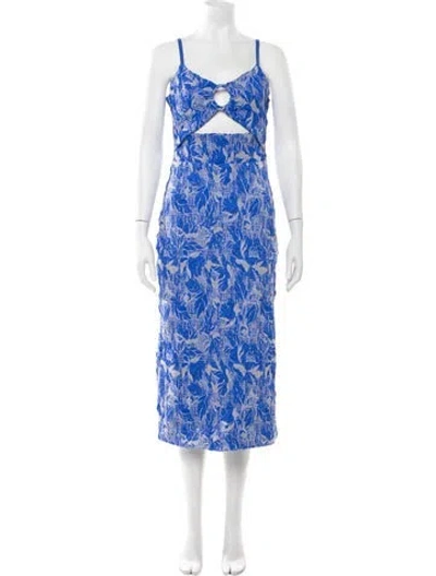 Pre-owned Patbo Floral Print Midi Length Dress In Blue