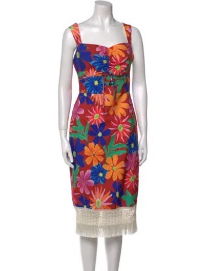 Pre-owned Patbo Floral Print Midi Length Dress In Multi