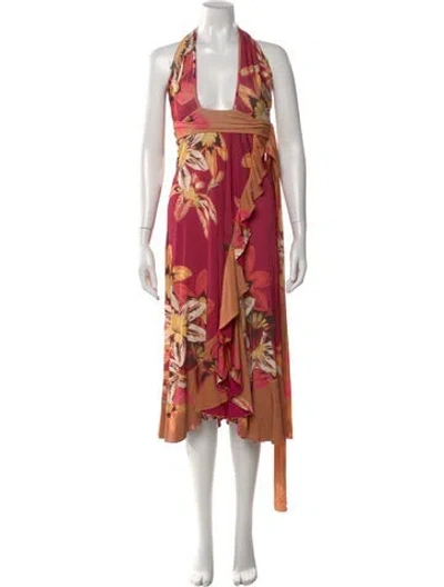 Pre-owned Patbo Floral Print Midi Length Dress In Multi