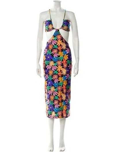 Pre-owned Patbo Floral Print Midi Length Dress In Multicolor