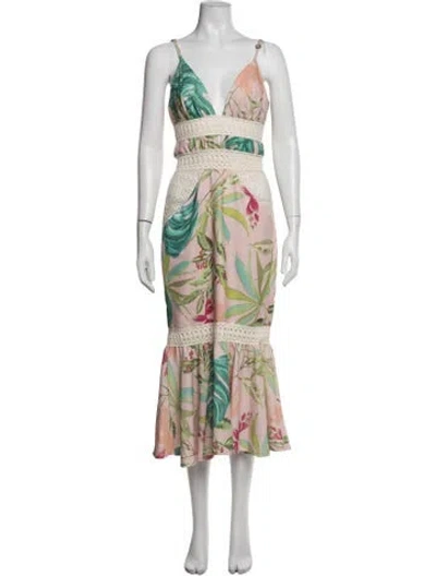 Pre-owned Patbo Floral Print Midi Length Dress In Multicolor
