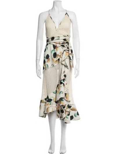 Pre-owned Patbo Floral Print Midi Length Dress In Neutrals