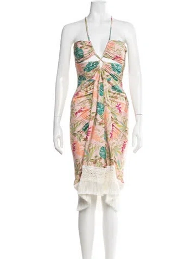Pre-owned Patbo Floral Print Midi Length Dress In Neutrals