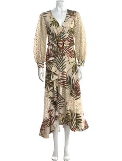 Pre-owned Patbo Floral Print Midi Length Dress In Neutrals