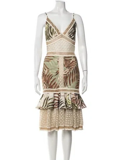 Pre-owned Patbo Floral Print Midi Length Dress In Neutrals