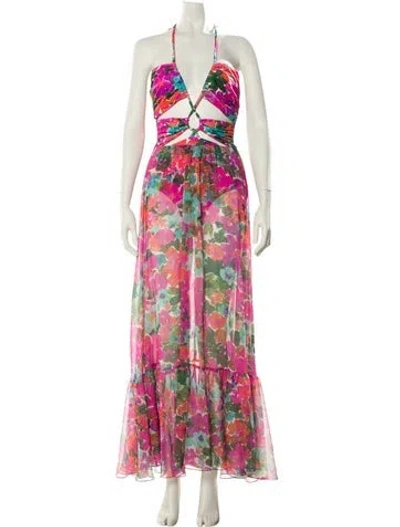 Pre-owned Patbo Floral Print Midi Length Dress In Pink