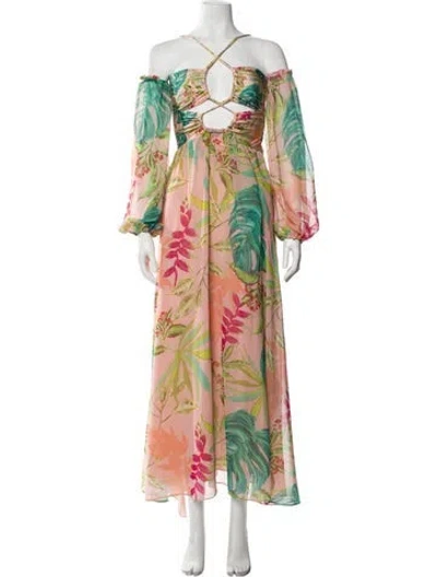 Pre-owned Patbo Floral Print Midi Length Dress In Pink