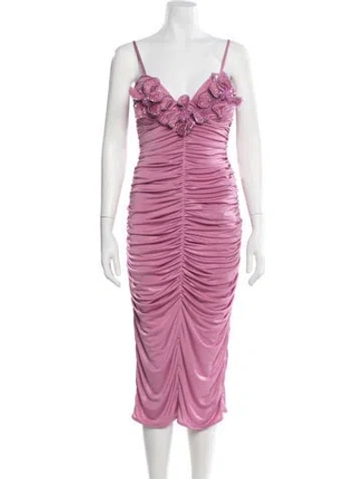 Pre-owned Patbo Floral Print Midi Length Dress In Pink